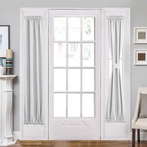 Aquazolax Rod Pocket French Door Curtain Drapes Blakout Door, Greyish White - £28.70 GBP