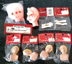 Lot of 8 Vintage Fibre-Craft Doll Heads Arms Santa Face Craft NOS Korea - £14.78 GBP