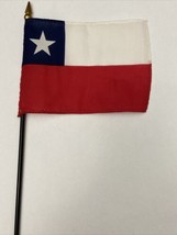 New Chile Mini Desk Flag - Black Wood Stick Gold Top 4” X 6” - $5.00