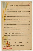 Budweiser Golden Thought for Today Menu 1940&#39;s Anheuser Busch St Louis  - £22.15 GBP