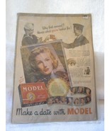 Vintage Model Tobacco ad, 1943 United States Tobacco Co, New York, 11&quot; b... - $50.00