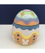 Bisque porcelain colorful peep bunny Easter eggs with lid trinket box - $19.75