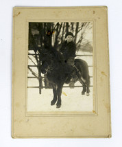 Antique Victorian Early 1900s Photograph of Young Boy on Pony 8x6&quot; - £19.83 GBP