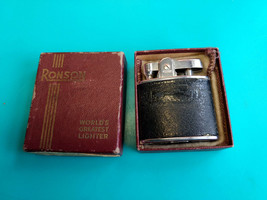 Ronson &quot;Standard&quot; 6099 Black Leather Cigarette Lighter With Case And Box... - £39.92 GBP
