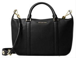 MICHAEL KORS RAVEN GROMMET LARGE BLACK LEATHER TOP ZIP GOLD SATCHEL BAGNWT - $199.99