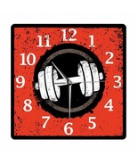 Retro Fitness Dumbbell Wall Clock Vintage Acrylic Printed Body Building ... - £34.84 GBP