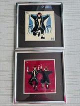 2 Needlepoint 17&quot; Framed Art Horah Dancing Rabbi Judaism Judaic Jewish H... - £156.87 GBP