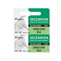 Seizaiken 364 SR621SW 1.55V 0%Hg Silver Oxide Watch Battery (2 Batteries) - $4.69