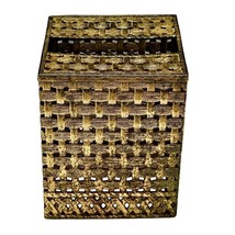Woven Brass Metal Tissue Box Cover Hollywood Regency VTG Oxidation Rust ... - $12.49