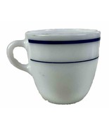 Vintage PYREX Corning #723 Milk Glass Diner Coffee Cup Mug w/ Blue Strip... - £9.52 GBP
