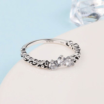 925 Sterling Silver Regal Swirl Tiara Ring With Clear CZ Ring For Women  - $17.66