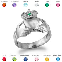 Sterling Silver Mens Claddagh CZ Birthstone Ring - $49.99