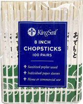 8 Inch Natural Poplar Wood Chopsticks, Paper Sleeve, Bulk Pack - 500 Cou... - £39.22 GBP