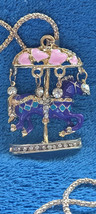 New Betsey Johnson Necklace Hobby Horse Purple Pretty Shiny Rhinestones Decor - £12.01 GBP