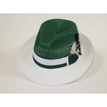 Men's Bruno Capelo Belvedere 2-Tone Straw Style Fedora Hat BD953 Emerald/White image 2