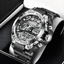 Digital  Men Steel Military Wristwatch LED Quartz Sport Watch Male Big W... - $23.99