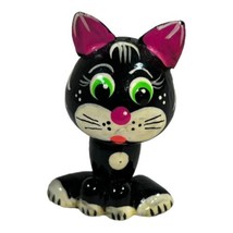 Whimsical Small Black Cat Minifigure Trinket Magnet 2”x1.5” Anthropomorphic MCM - £9.79 GBP