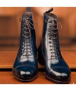  New Men,s Handmade Blue Ankle Boot leather boots, Men ankle boot leathe... - $152.99