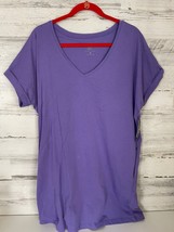 NY &amp; Co. Shirt Dress Women&#39;s Size Large Purple V-Neck Short Sleeve Pocket NeW - £13.51 GBP