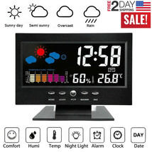 Lcd Intelligent Digital Weather Alarm Calender Clock Thermometer Humidit... - $17.99