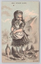 Victorian Trade Card Girl Feeding Chickens Adams &amp; Co. Clothing Philadelphia PA - £5.68 GBP