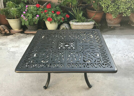 Patio coffee table square 36&quot; Elisabeth cast aluminum outdoor furniture ... - £385.31 GBP