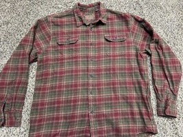 Orvis Flannel Button Up Shirt Mens XXL 2XL Long Sleeve Red Green Plaid Heavy - £19.31 GBP