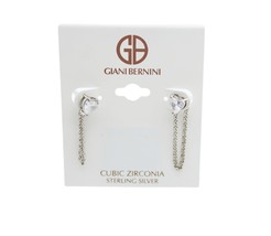 Women Earrings Giani Bernini Cubic Zirconia Heart Front and Back Chain Drop - $15.83