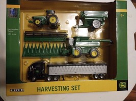 1/64 John Deere Harvest Set With 9760 Combine, 8520 Tractor, Black Cab Semi - $140.25