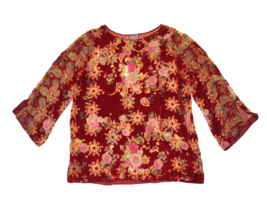 NWT Johnny Was Paisley Kimi Tunic in Red Floral Sheer Velvet Burnout Top XL - $158.40