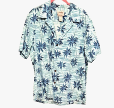 Mens Large Hawaiian Shirt Palm Trees Blue Naniloa Mamco Hawaii Beach Par... - £17.08 GBP