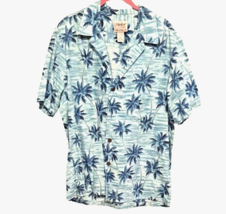 Mens Large Hawaiian Shirt Palm Trees Blue Naniloa Mamco Hawaii Beach Par... - $21.49