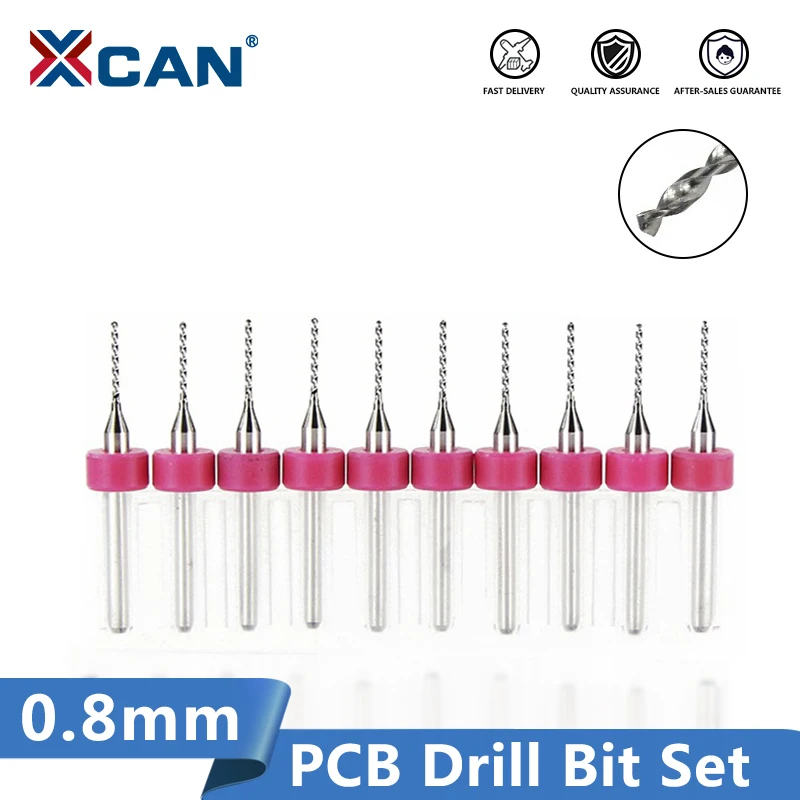 XCAN 0.8mm 10pcs/lot Carbide MiDrill Bits CNC PCB Drill Bit Set - $164.53