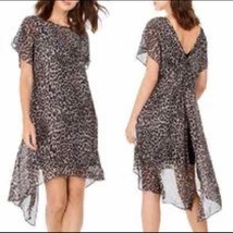 Adrianna Papell animal print chiffon overlay dress small new - £45.56 GBP
