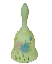 Fenton art glass figurine bell custard vaseline floral signed flower Donna vtg - £39.52 GBP