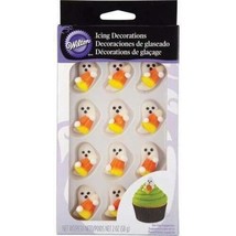 Wilton Candy Halloween Icing Decorations 12 Pc Candycorn Ghost Sugar Edible - £7.83 GBP