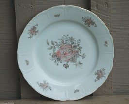 Vintage Bohemian China 10&quot; Dinner Plate Maria Pink Rose Gold Trim Scroll Edge - £15.91 GBP