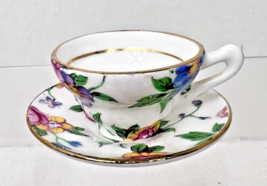 Vintage Rosina Miniature Cup Saucer Bone China All Over Floral Pattern 2&quot; - $29.21