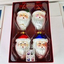 US Postal Service Hand Painted Santa Face Blown Glass Stamp Ornaments Fo... - £14.19 GBP