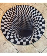Rug 3D, Black White Realistic Trippy Vortex Funn - $35.39 CAD