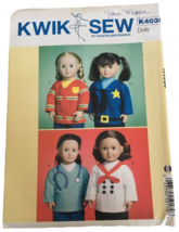 Kwik Sew Sewing Pattern K4035 18&quot; Doll Clothing Uniform Shirts Nurse Chef Police - £4.78 GBP