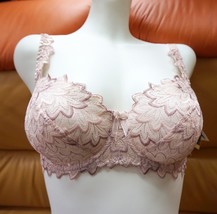 SHEER UNDERWIRE BRA EUROPEAN LINGERIE BEIGE FLORAL FULL COVERAGE GIFT FO... - £30.57 GBP