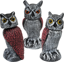 Plastic Owl to Keep Birds Away, 3Pcs Owl Scarecrow with Rotating Head for Garden - £39.07 GBP