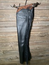 Handmade Floral Tooled Leather Equestrian Show Chaps Western Wear Cowboy... - £78.04 GBP+