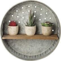 Rustic-Inspired Wall Shelf, Metal And Wood, Model Number 38024 From Primitives - £24.36 GBP