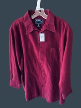 NATIONAL OUTFITTERS LS COLLARED BUTTON UP MENS BURGUNDY FLANNEL SHIRT NW... - $43.37