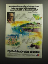 1978 United Airlines Advertisement - James A. Michener - A condominium vacation - £14.52 GBP