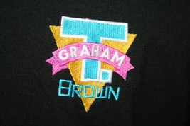 Vintage T. GRAHAM BROWN Embroidered Logo Black Polo Shirt L Country Music - $29.69