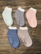Fuzzy Socks For Kids Toddlers Non Skid Slipper With Grips 12 months. 5 pack. N - £7.16 GBP