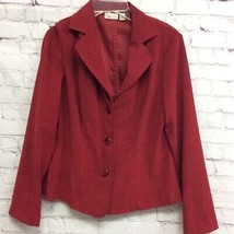 Kim Rogers Womens Suit Jacket Blazer Red Stretch Long Sleeve Button Petites 10P - £17.36 GBP
